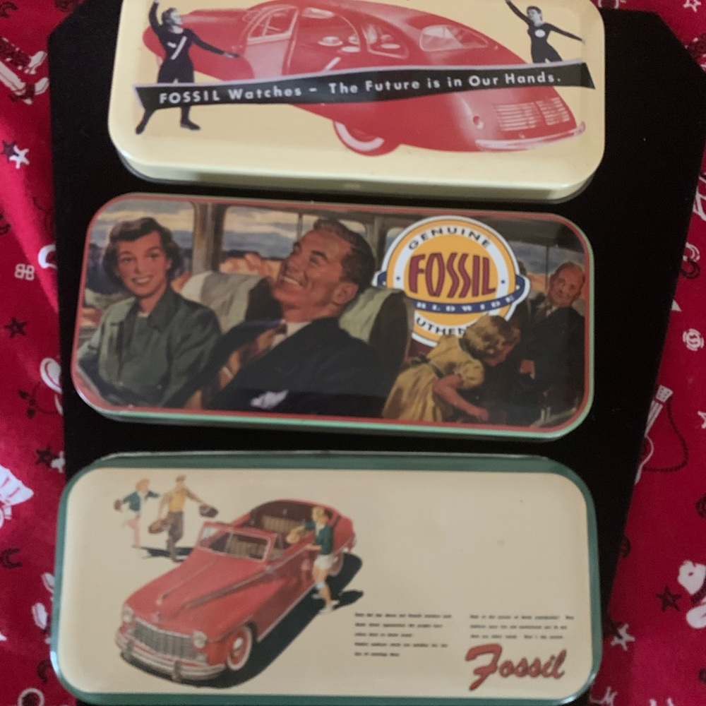 Vintage Fossil Watch Tins